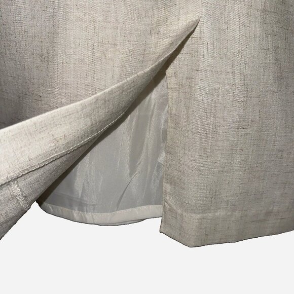 Vintage 90s Linen Blend Pencil Skirt Quiet Luxury Oatmeal Ivory Petite 10 Office - Picture 3 of 6